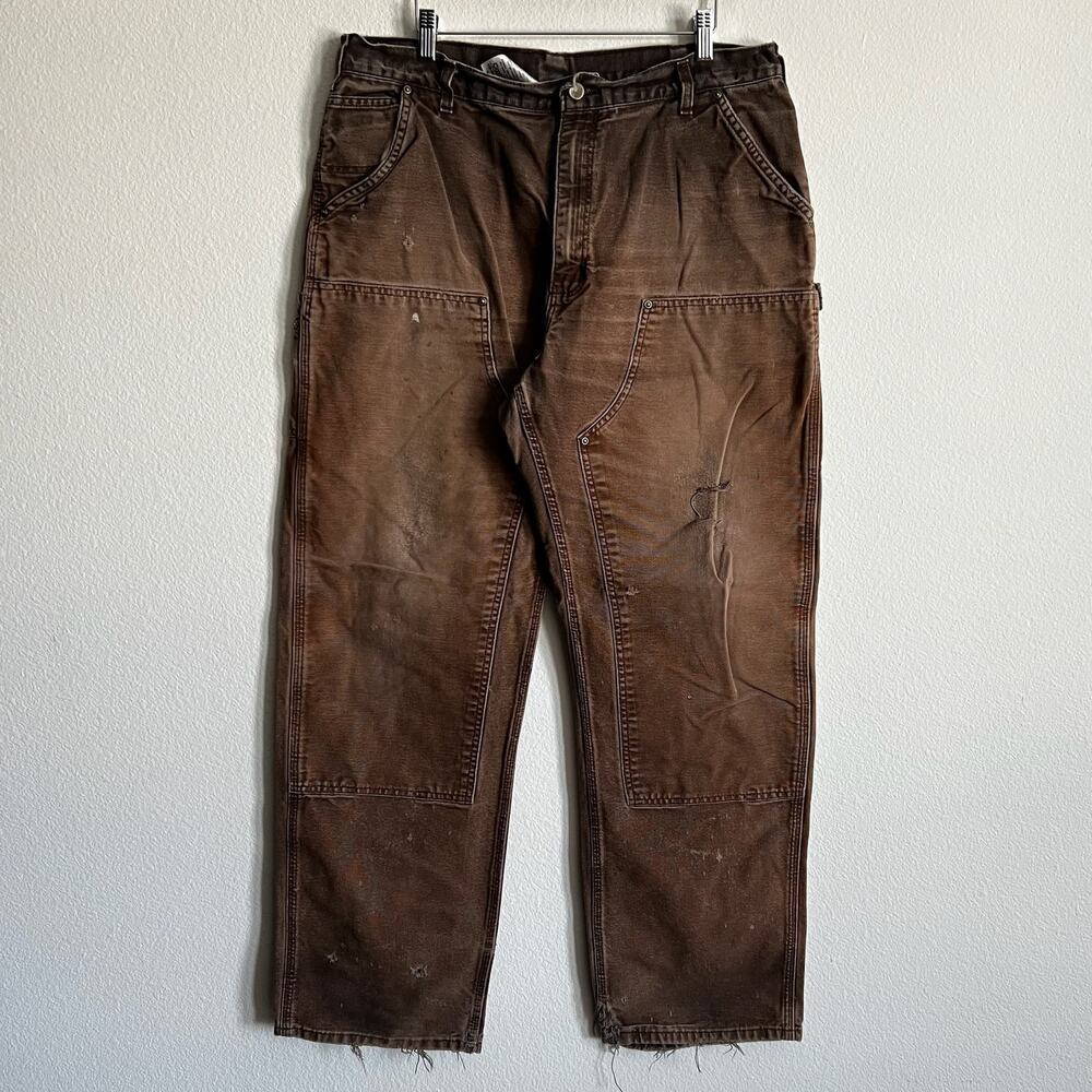 Carhartt faded brown B136 DKB double knee work wear carpenter pants